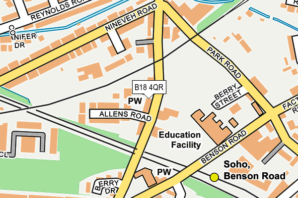 B18 4QR map - OS OpenMap – Local (Ordnance Survey)