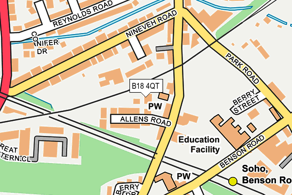 B18 4QT map - OS OpenMap – Local (Ordnance Survey)