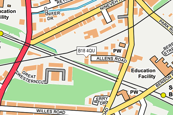 B18 4QU map - OS OpenMap – Local (Ordnance Survey)