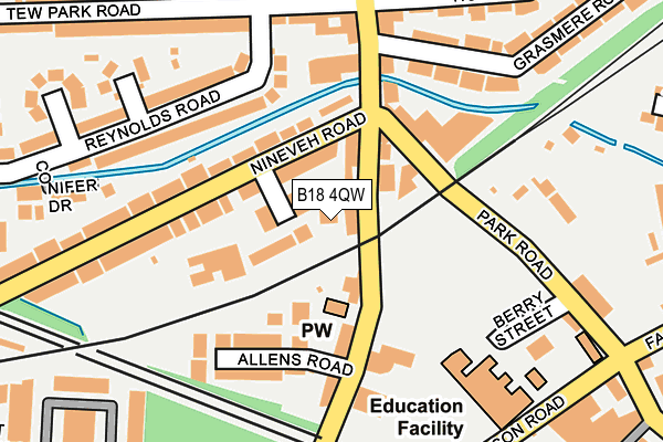 B18 4QW map - OS OpenMap – Local (Ordnance Survey)