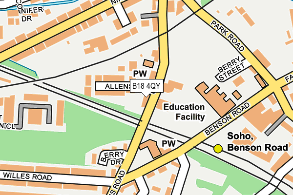 B18 4QY map - OS OpenMap – Local (Ordnance Survey)