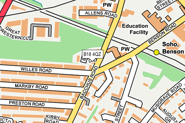 B18 4QZ map - OS OpenMap – Local (Ordnance Survey)