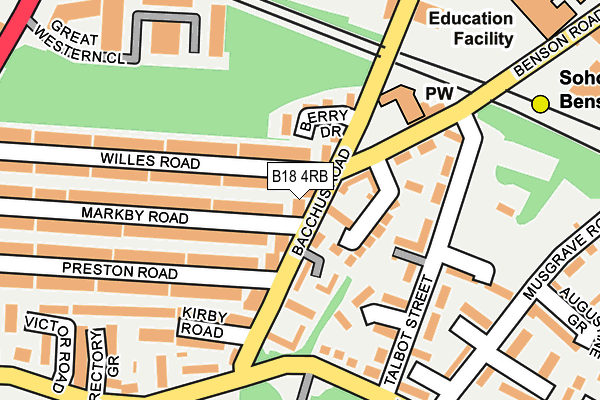 B18 4RB map - OS OpenMap – Local (Ordnance Survey)