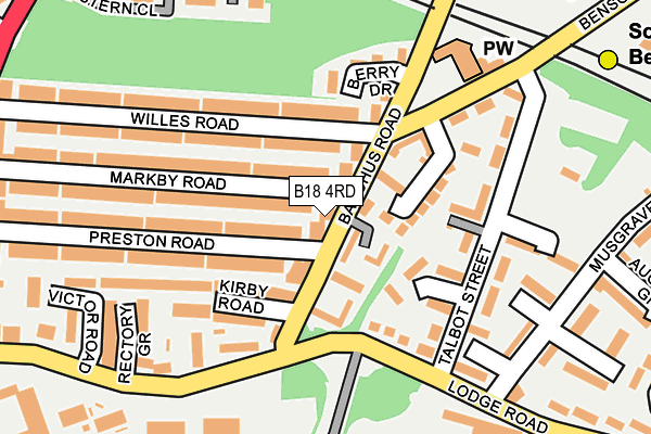 B18 4RD map - OS OpenMap – Local (Ordnance Survey)