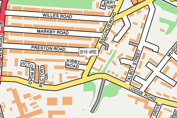 B18 4RE map - OS OpenMap – Local (Ordnance Survey)