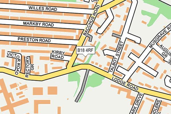 B18 4RF map - OS OpenMap – Local (Ordnance Survey)