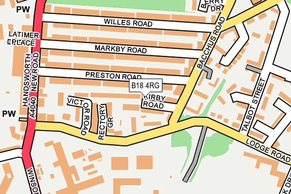 B18 4RG map - OS OpenMap – Local (Ordnance Survey)