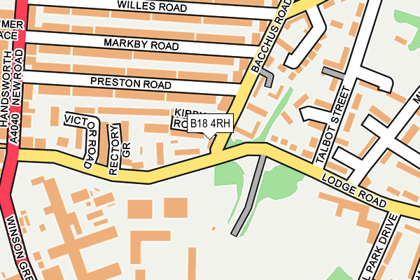 B18 4RH map - OS OpenMap – Local (Ordnance Survey)