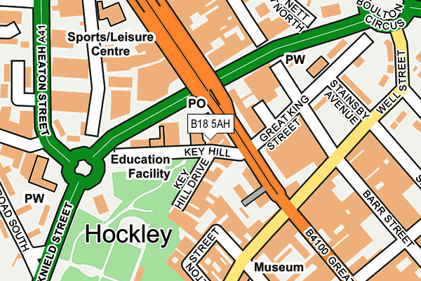 B18 5AH map - OS OpenMap – Local (Ordnance Survey)