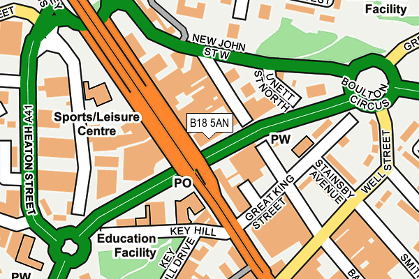 B18 5AN map - OS OpenMap – Local (Ordnance Survey)