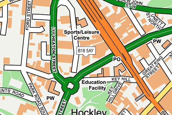 B18 5AY map - OS OpenMap – Local (Ordnance Survey)