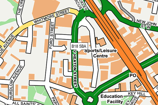 B18 5BA map - OS OpenMap – Local (Ordnance Survey)