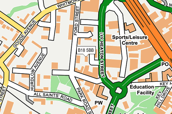 B18 5BB map - OS OpenMap – Local (Ordnance Survey)