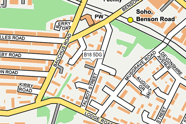 B18 5DG map - OS OpenMap – Local (Ordnance Survey)