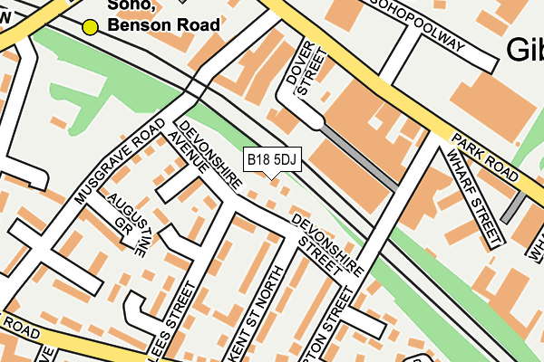 B18 5DJ map - OS OpenMap – Local (Ordnance Survey)