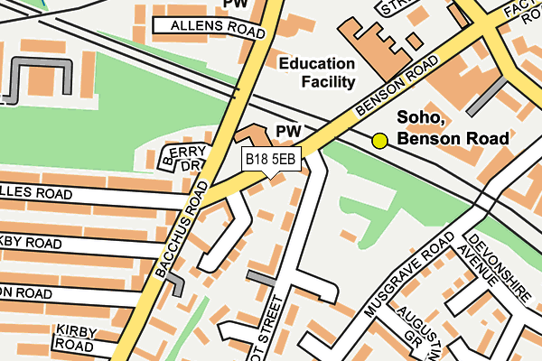 B18 5EB map - OS OpenMap – Local (Ordnance Survey)