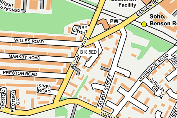 B18 5ED map - OS OpenMap – Local (Ordnance Survey)