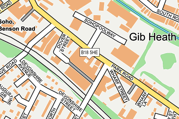 B18 5HE map - OS OpenMap – Local (Ordnance Survey)