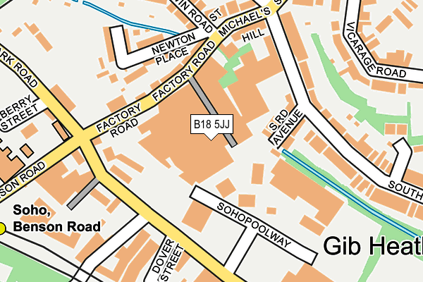 B18 5JJ map - OS OpenMap – Local (Ordnance Survey)