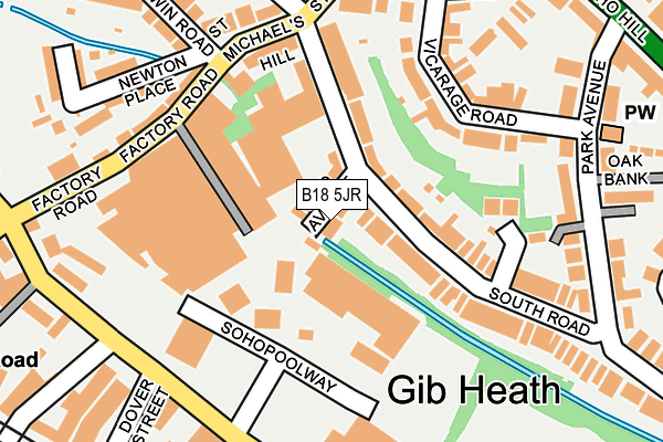 B18 5JR map - OS OpenMap – Local (Ordnance Survey)