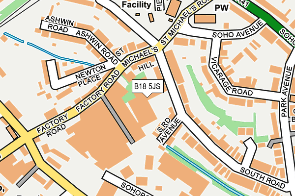 B18 5JS map - OS OpenMap – Local (Ordnance Survey)