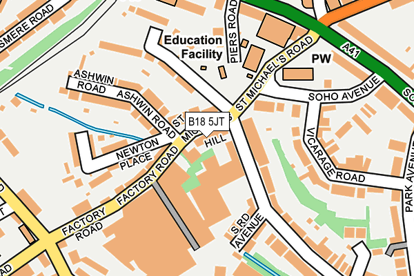 B18 5JT map - OS OpenMap – Local (Ordnance Survey)