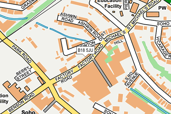 B18 5JU map - OS OpenMap – Local (Ordnance Survey)