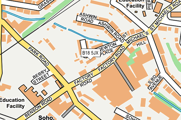 B18 5JX map - OS OpenMap – Local (Ordnance Survey)