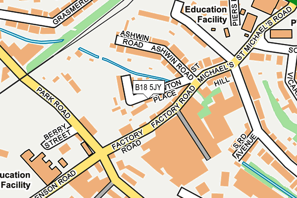 B18 5JY map - OS OpenMap – Local (Ordnance Survey)