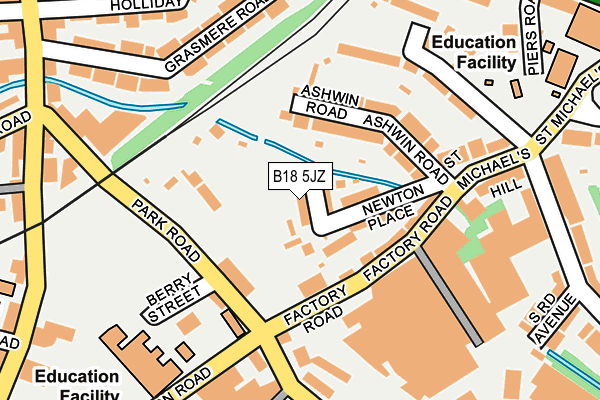 B18 5JZ map - OS OpenMap – Local (Ordnance Survey)