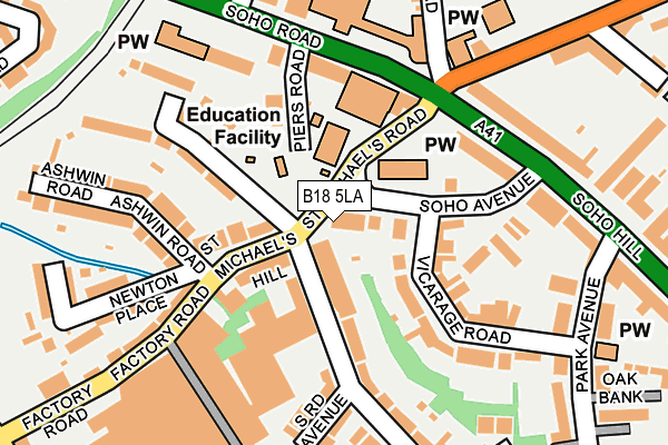 B18 5LA map - OS OpenMap – Local (Ordnance Survey)