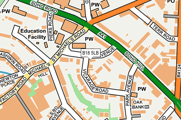 B18 5LB map - OS OpenMap – Local (Ordnance Survey)