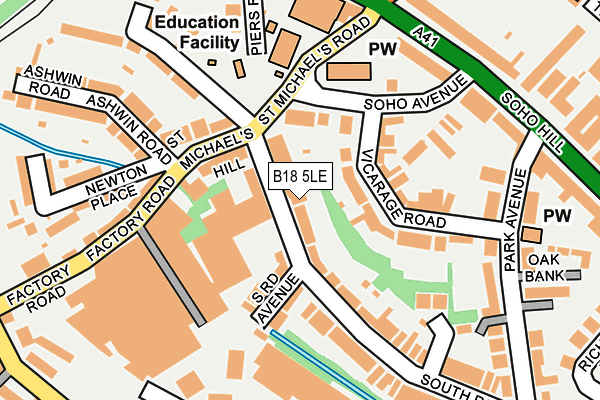 B18 5LE map - OS OpenMap – Local (Ordnance Survey)