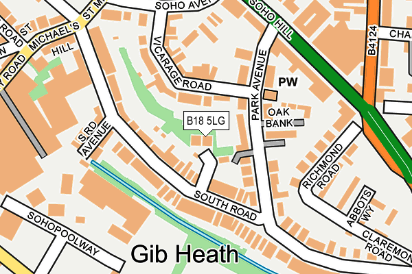 B18 5LG map - OS OpenMap – Local (Ordnance Survey)