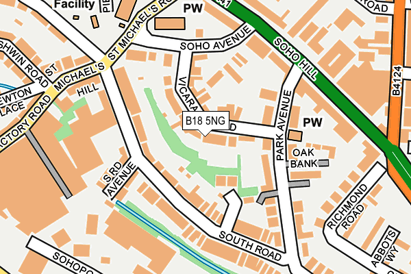 B18 5NG map - OS OpenMap – Local (Ordnance Survey)