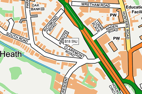 B18 5NJ map - OS OpenMap – Local (Ordnance Survey)
