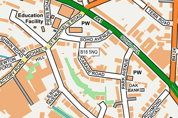 B18 5NQ map - OS OpenMap – Local (Ordnance Survey)