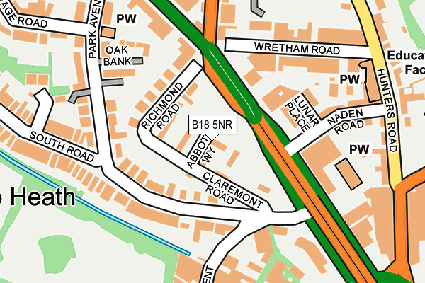 B18 5NR map - OS OpenMap – Local (Ordnance Survey)