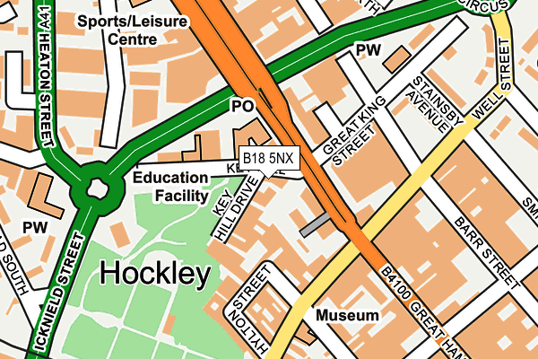 B18 5NX map - OS OpenMap – Local (Ordnance Survey)