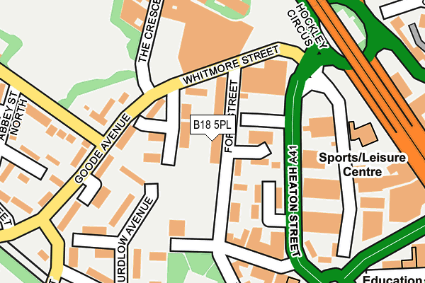 B18 5PL map - OS OpenMap – Local (Ordnance Survey)