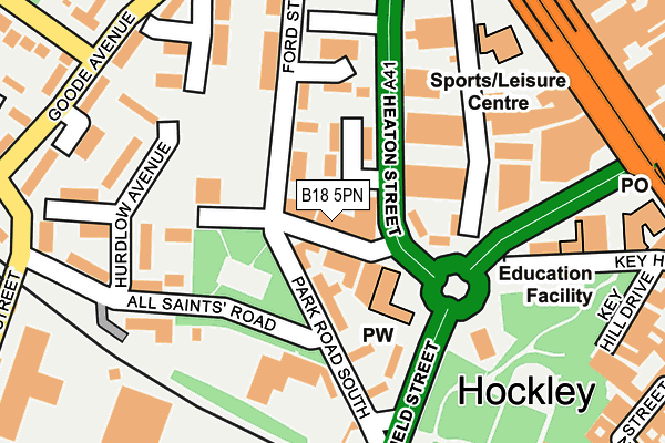 B18 5PN map - OS OpenMap – Local (Ordnance Survey)