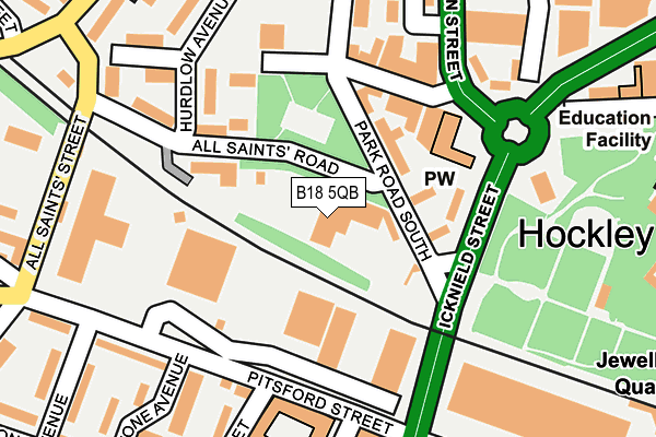 B18 5QB map - OS OpenMap – Local (Ordnance Survey)