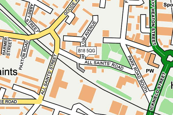 B18 5QG map - OS OpenMap – Local (Ordnance Survey)