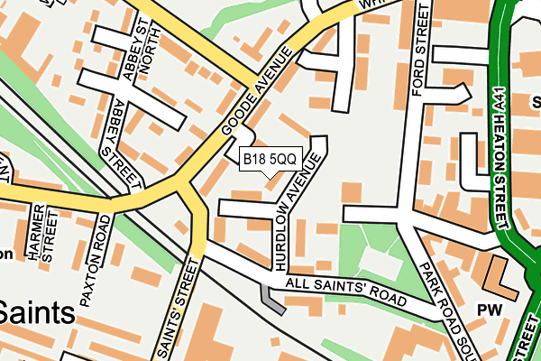 B18 5QQ map - OS OpenMap – Local (Ordnance Survey)