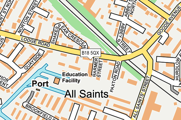 B18 5QX map - OS OpenMap – Local (Ordnance Survey)