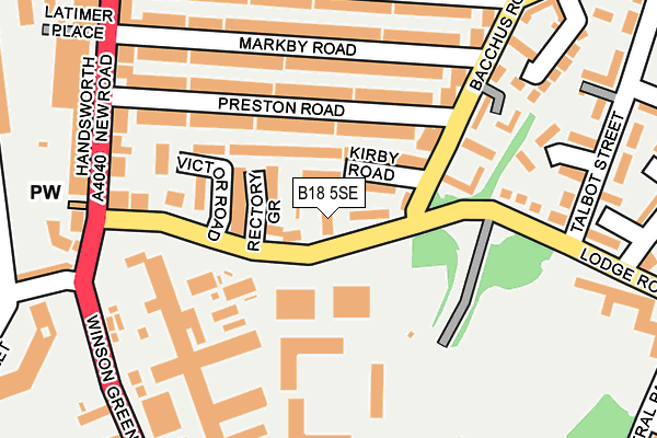 B18 5SE map - OS OpenMap – Local (Ordnance Survey)