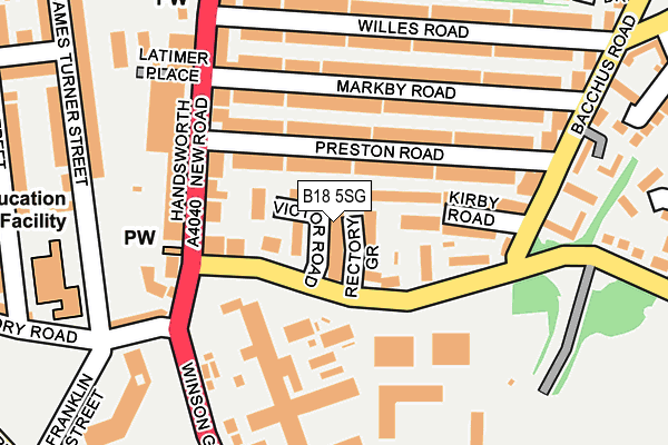 B18 5SG map - OS OpenMap – Local (Ordnance Survey)