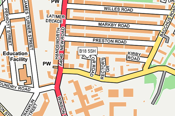 B18 5SH map - OS OpenMap – Local (Ordnance Survey)