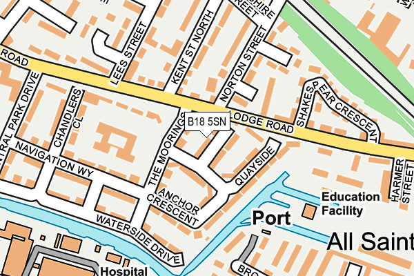 B18 5SN map - OS OpenMap – Local (Ordnance Survey)