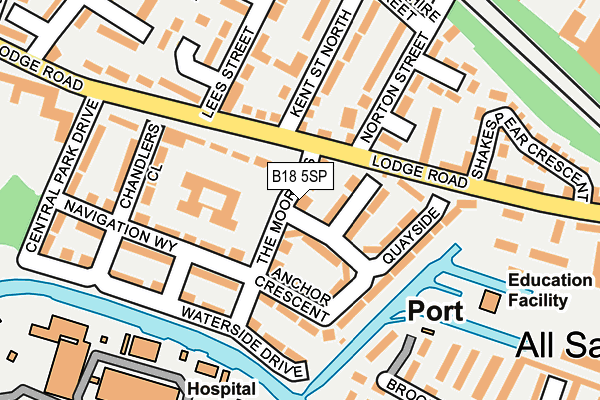 B18 5SP map - OS OpenMap – Local (Ordnance Survey)